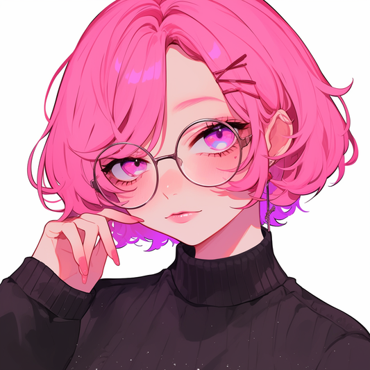 ピンク髪の眼鏡をかけた少女アイコン