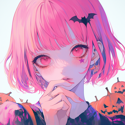 ハロウィン仕様のピンク髪の少女アイコン